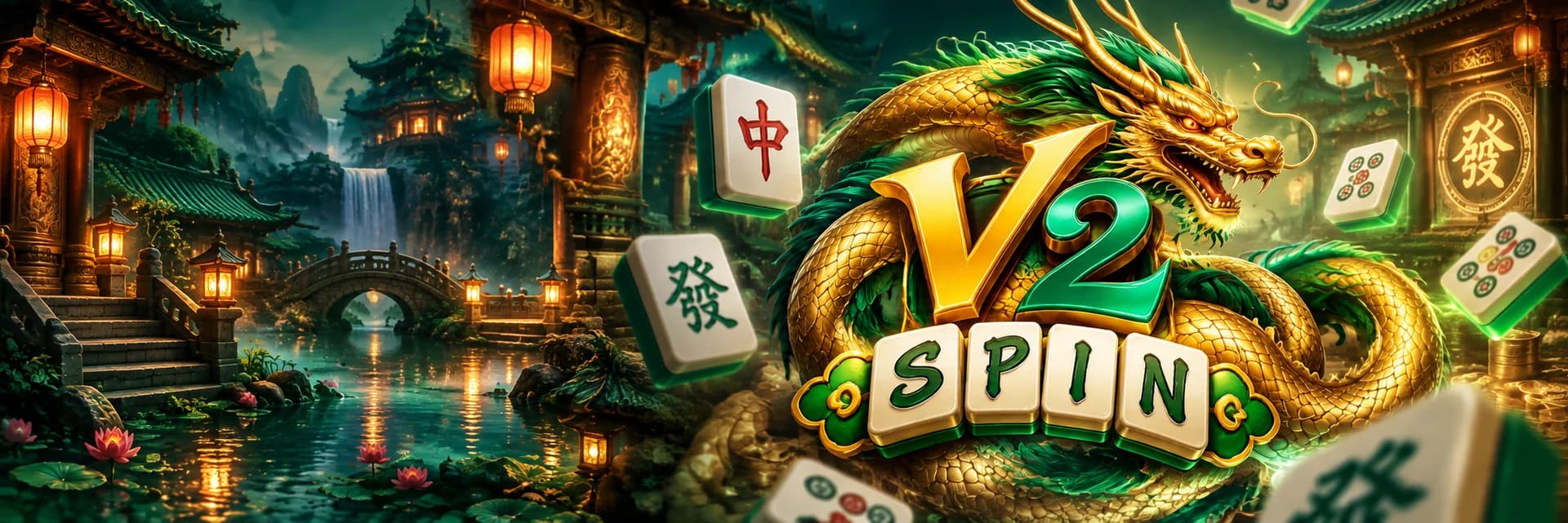 V2Spin slot demo — mahjong and dragon theme